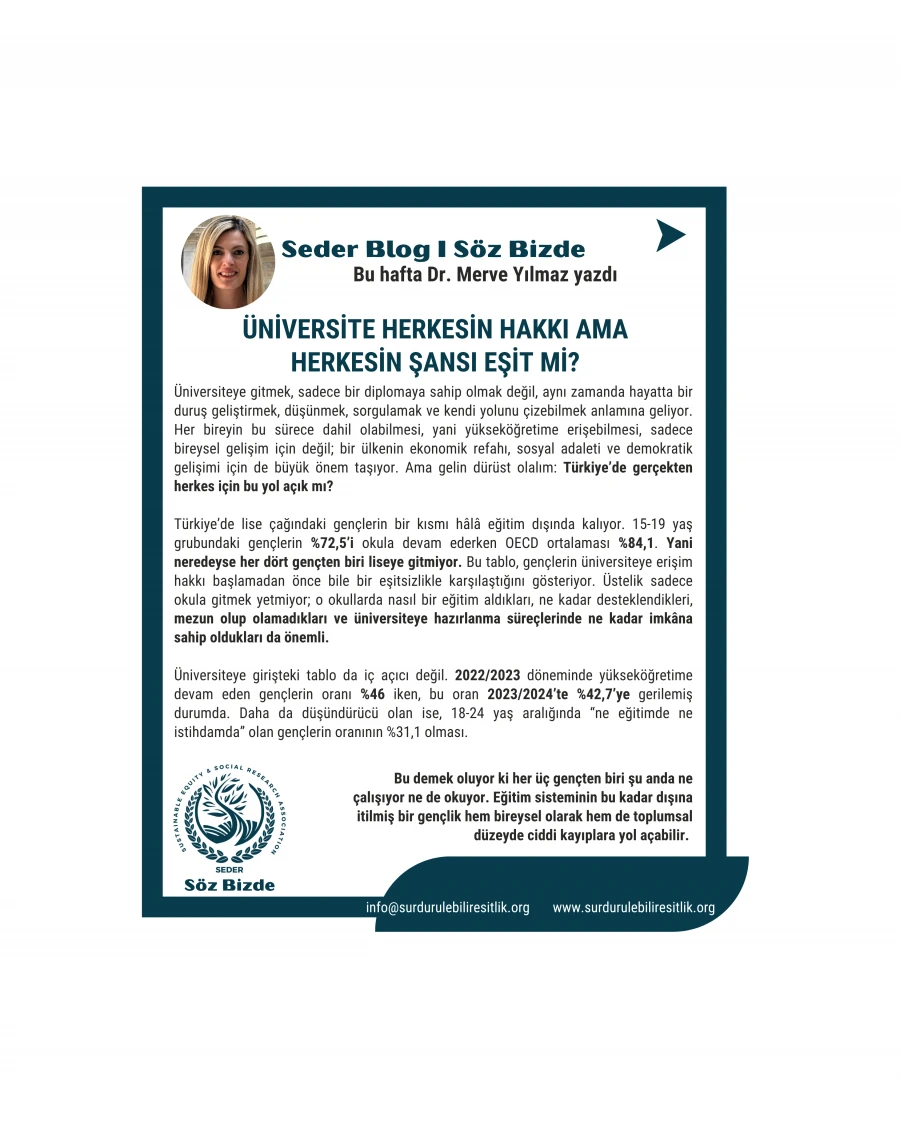 Üniversite Herkesin Hakkı Ama Herkesin Şansı Eşit mi? 